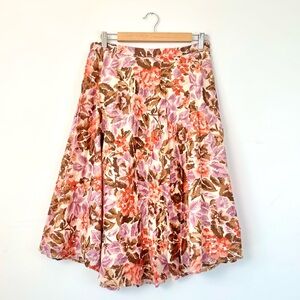 Vintage Y2k George A-Line Sequin Floral Pink Tan Skirt